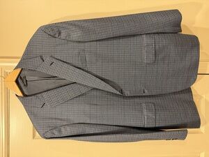Brioni Men’s Wool-Silk Blazer Size 50 (US 40L) – Navy Check Made in Italy